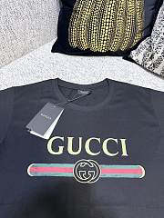 Kitlife Gucci Black Washed Cotton Jersey With Gucci Print T-shirt  - 2