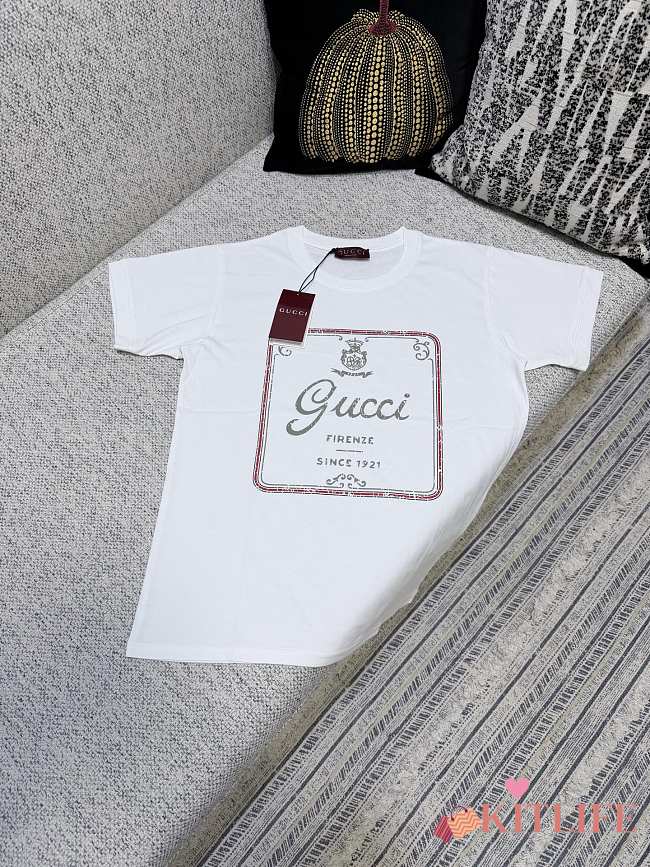 Kitlife Gucci Cotton Jersey T-shirt With Print White - 1