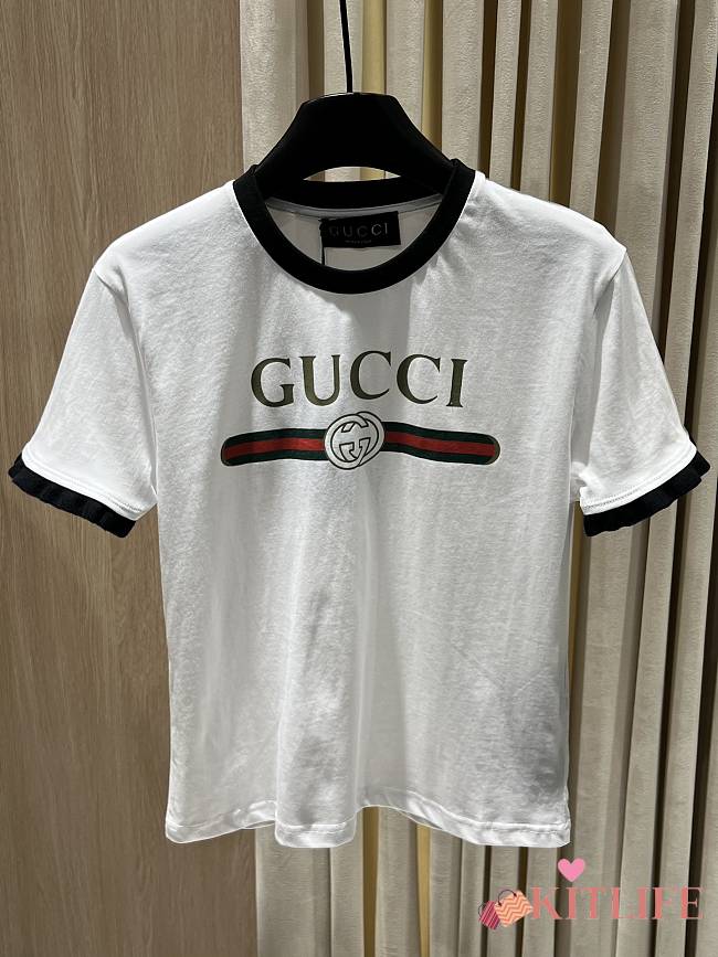 Kitlife Gucci Classic Logo Print Short-Sleeve T-Shirt Black & White - 1