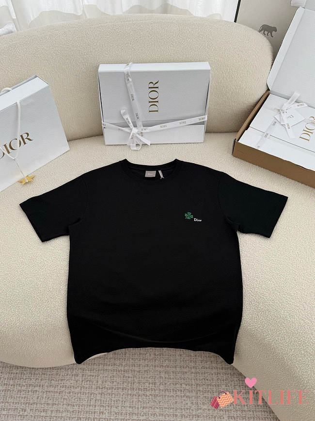 Kitlife Dior T-shirt Black With Dior Clover Embroidery - 1