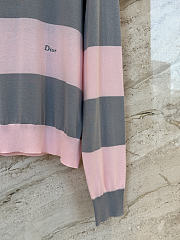 Kitlife Dior Marinière Long-Sleeved Polo Shirt Pink & Gray  - 4