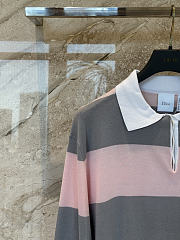 Kitlife Dior Marinière Long-Sleeved Polo Shirt Pink & Gray  - 3