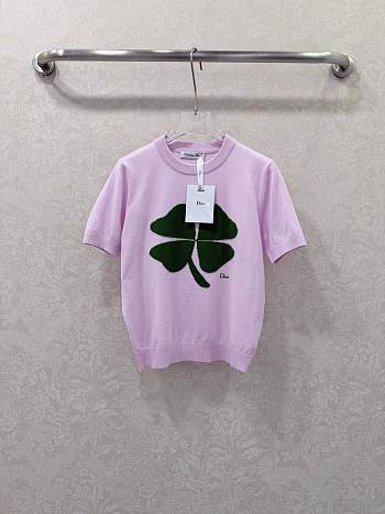 Kitlife Dior T-Shirt Pink with Dior Clover Embroidery