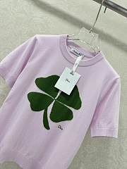 Kitlife Dior T-Shirt Pink with Dior Clover Embroidery - 3