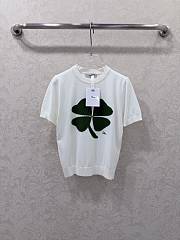 Kitlife Dior T-Shirt White with Clover Embroidery - 1