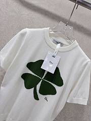 Kitlife Dior T-Shirt White with Clover Embroidery - 4