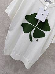 Kitlife Dior T-Shirt White with Clover Embroidery - 3