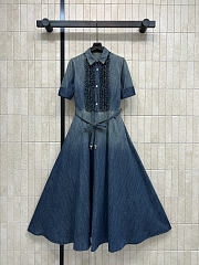 Kitlife Dior Mid-Length Belted Shirtdress Blue Denim - 1
