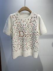 Kitlife Dior Short-Sleeved Embroidered Sweater Multicolor Daisy Garden Cashmere Knit - 1