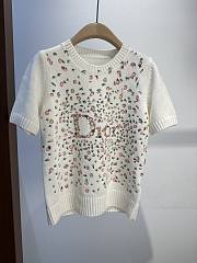 Kitlife Dior Short-Sleeved Embroidered Sweater Multicolor Daisy Garden Cashmere Knit - 5