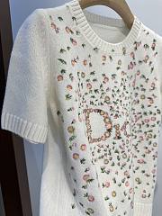 Kitlife Dior Short-Sleeved Embroidered Sweater Multicolor Daisy Garden Cashmere Knit - 3