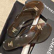 Kitlife Chanel Diamond Jelly Beach Flip-Flops Dark Brown - 2
