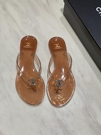 Kitlife Chanel Diamond Jelly Beach Flip-Flops Beige