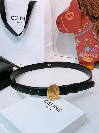 Kitlife Celine Oval Triumphal Arch Buckle Black Cakfskin Belt 2.5cm