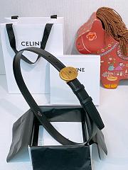Kitlife Celine Oval Triumphal Arch Buckle Black Cakfskin Belt 2.5cm - 3