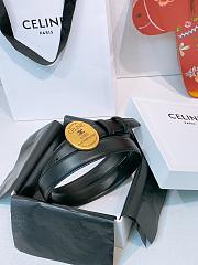 Kitlife Celine Oval Triumphal Arch Buckle Black Cakfskin Belt 2.5cm - 4