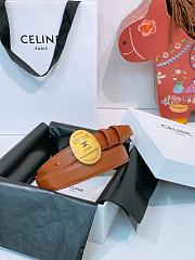 Kitlife Celine Oval Triumphal Arch Buckle Brown Cakfskin Belt 2.5cm - 3