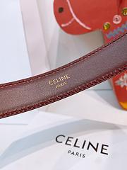 Kitlife Celine Oval Triumphal Arch Buckle Burgundy Cakfskin Belt 2.5cm  - 3