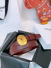 Kitlife Celine Oval Triumphal Arch Buckle Burgundy Cakfskin Belt 2.5cm  - 4