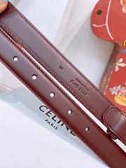 Kitlife Celine Oval Triumphal Arch Buckle Burgundy Cakfskin Belt 2.5cm  - 5