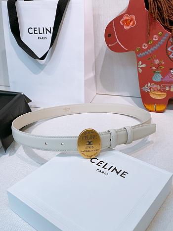 Kitlife Celine Oval Triumphal Arch Buckle White Cakfskin Belt 2.5cm