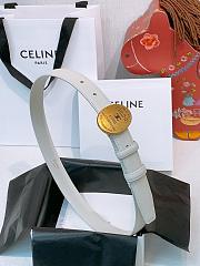 Kitlife Celine Oval Triumphal Arch Buckle White Cakfskin Belt 2.5cm - 6