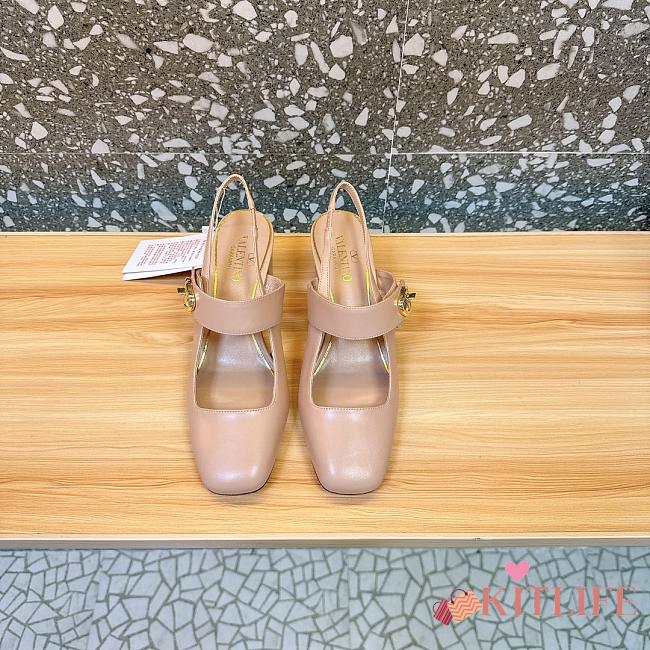Kitlife Valentino Garavani Beige Leather VLogo Locker Slingback Pumps  - 1