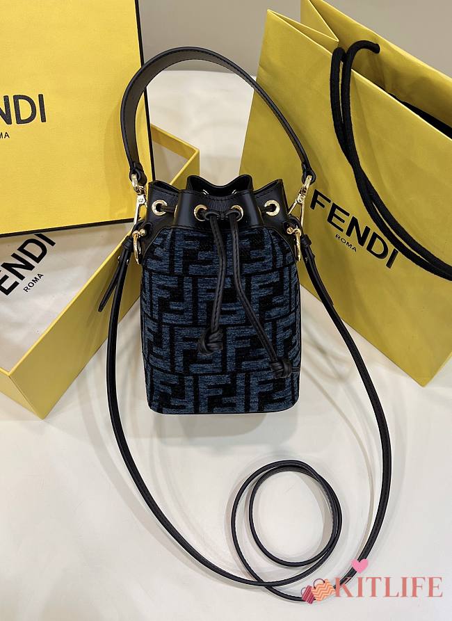 Kitlife Fendi Small Mon Tresor Bag Dark Blue & Black 14x12x18cm  - 1