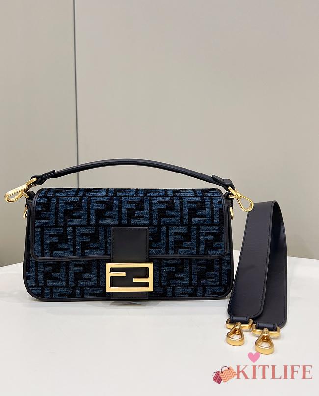 Kitlife Fendi Baguette Dark Blue FF Jacquard Bag 27x6x15cm - 1
