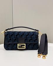 Kitlife Fendi Baguette Dark Blue FF Jacquard Bag 27x6x15cm - 1