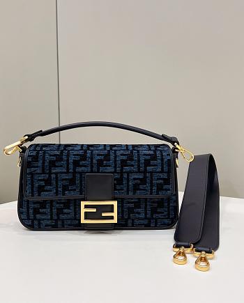 Kitlife Fendi Baguette Dark Blue FF Jacquard Bag 27x6x15cm