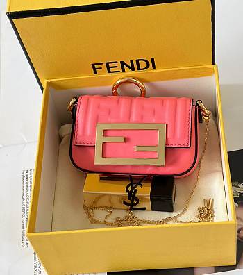 Kitlife Fendi Nano Baguette Charm Pink Bag 11x2.5x7cm 