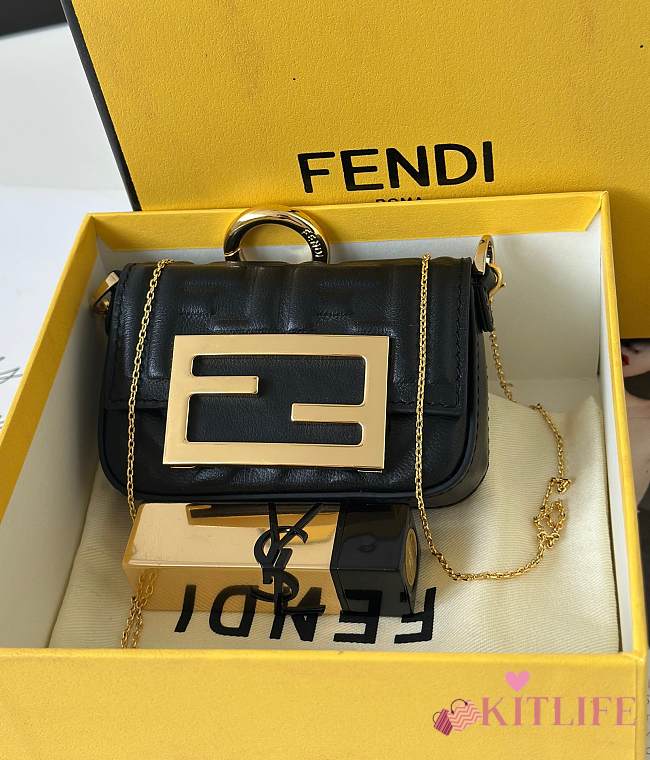 Kitlife Fendi Nano Baguette Charm Black Bag 11x2.5x7cm - 1