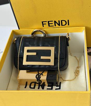 Kitlife Fendi Nano Baguette Charm Black Bag 11x2.5x7cm