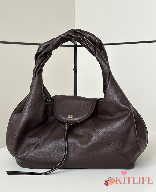 Kitlife Fendi Spy Large Handbag Dark Brown 48x20x22cm - 1