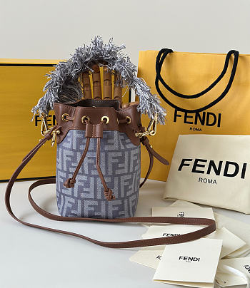 Kitlife Fendi Small Mon Tresor Bag Grey Jacquard 14x12x18cm