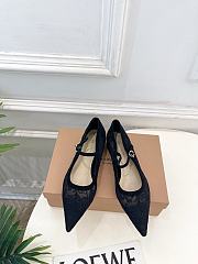 Kitlife Gianvito Rossi Claudia suede-trimmed Lace Mary Jane Shoes Black  - 1