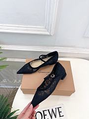 Kitlife Gianvito Rossi Claudia suede-trimmed Lace Mary Jane Shoes Black  - 5