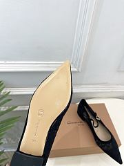 Kitlife Gianvito Rossi Claudia suede-trimmed Lace Mary Jane Shoes Black  - 4