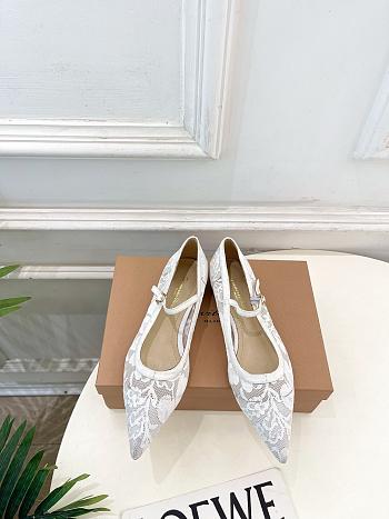 Kitlife Gianvito Rossi Claudia suede-trimmed Lace Mary Jane Shoes White