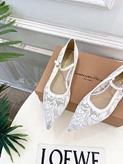 Kitlife Gianvito Rossi Claudia suede-trimmed Lace Mary Jane Shoes White - 6