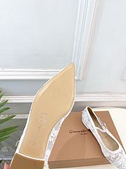 Kitlife Gianvito Rossi Claudia suede-trimmed Lace Mary Jane Shoes White - 5