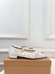Kitlife Gianvito Rossi Claudia suede-trimmed Lace Mary Jane Shoes White - 4