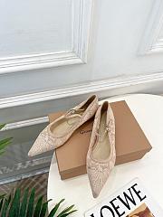 Kitlife Gianvito Rossi Claudia suede-trimmed Lace Mary Jane Shoes Beige - 6
