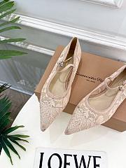 Kitlife Gianvito Rossi Claudia suede-trimmed Lace Mary Jane Shoes Beige - 5
