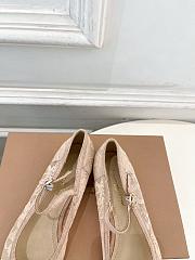 Kitlife Gianvito Rossi Claudia suede-trimmed Lace Mary Jane Shoes Beige - 3