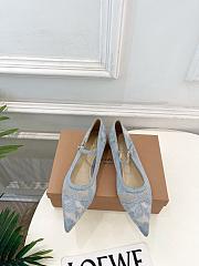 Kitlife Gianvito Rossi Claudia suede-trimmed Lace Mary Jane Shoes Blue - 1