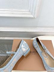 Kitlife Gianvito Rossi Claudia suede-trimmed Lace Mary Jane Shoes Blue - 6