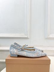 Kitlife Gianvito Rossi Claudia suede-trimmed Lace Mary Jane Shoes Blue - 4