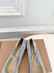 Kitlife Gianvito Rossi Claudia suede-trimmed Lace Mary Jane Shoes Blue - 3